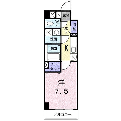 LONG HOUSEⅡ(1K/2階)の間取り写真