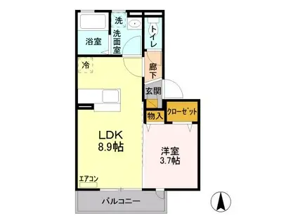 ルシール細谷A(1LDK/2階)の間取り写真