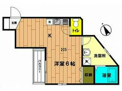 レアル六浦B棟(ワンルーム/2階)の間取り写真