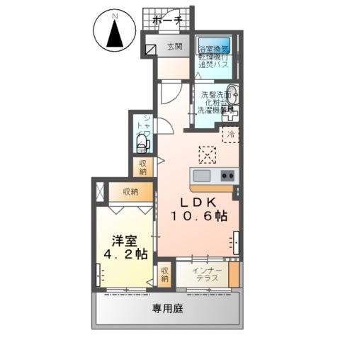 BEFIELDⅡ(1LDK/1階)の間取り写真