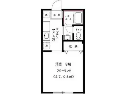 ジュネスⅡ(1K/2階)の間取り写真