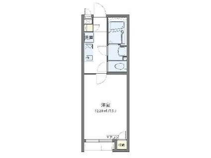 クレイノエカヒ(1K/2階)の間取り写真