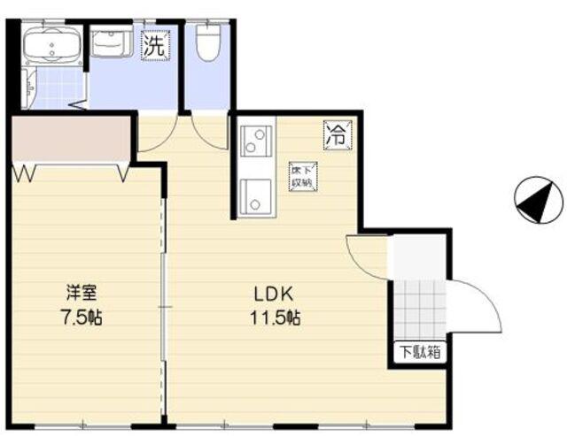 CINQ SHIROKANETAKANA(1LDK/1階)の間取り写真
