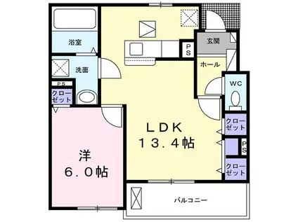 シャルル1(1LDK/1階)の間取り写真