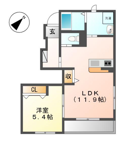 フローリッシュ・Y(1LDK/1階)の間取り写真