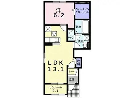 コスモ武豊Ⅱ(1LDK/1階)の間取り写真