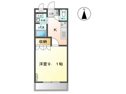 ファンタジーKⅡ(1K/1階)の間取り写真