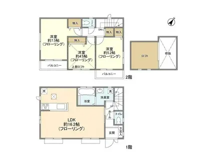 千代田・常磐緩行線 亀有駅 バス乗車時間:13分 葛飾車庫入口バス停で下車 徒歩2分 2階建 築5年(3LDK)の間取り写真