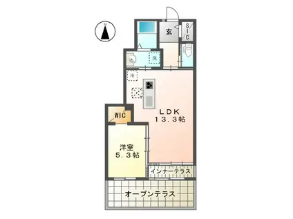 オリビエⅡ(1LDK/1階)の間取り写真