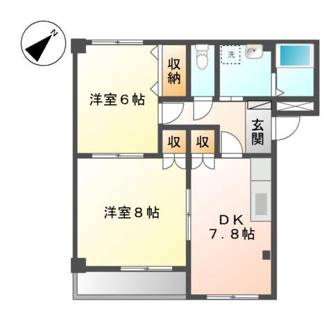 ピアハイムⅡ(2DK/1階)の間取り写真