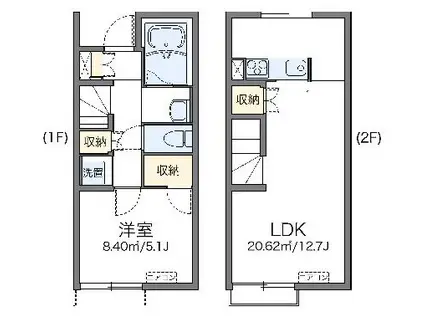 レオネクストカイトⅡ(1LDK/1階)の間取り写真