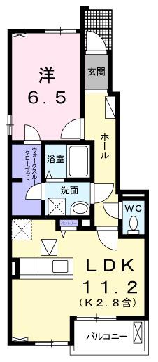 カリーノⅤ(1LDK/1階)の間取り写真