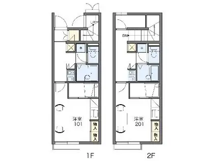 レオパレスオータムⅡ(1K/1階)の間取り写真