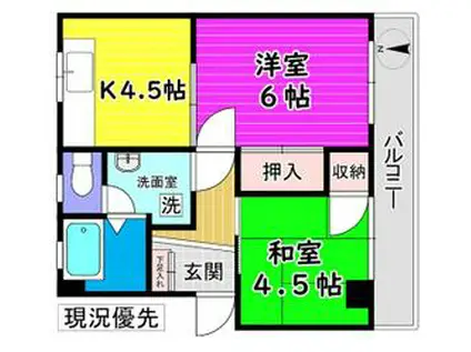 フジハイツ(2K/2階)の間取り写真