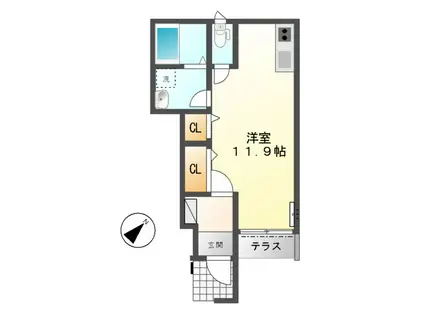 ルビコン・サンク(ワンルーム/1階)の間取り写真