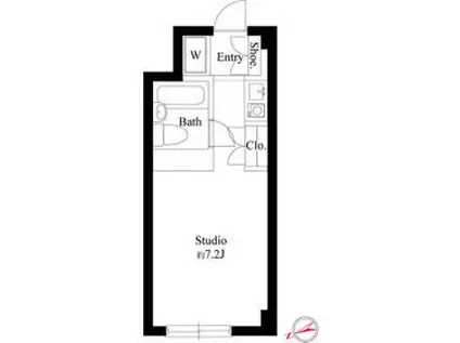 スクエア新井薬師前(ワンルーム/3階)の間取り写真