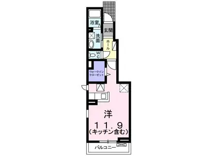 ワーズ・ワースⅢ(ワンルーム/1階)の間取り写真