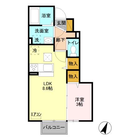 クレスト小林(1LDK/1階)の間取り写真