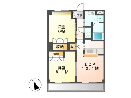 エルピスハイムA棟(2LDK/1階)の間取り写真