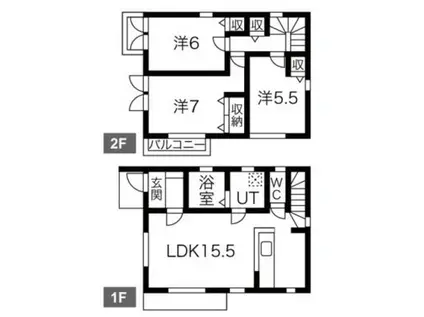 東武鉄道野田線 大和田駅(埼玉) 徒歩7分 2階建 築9年(3LDK)の間取り写真