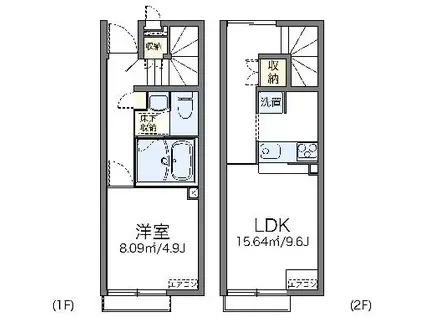 レオネクストアルデンテ 緑ヶ丘(1LDK/1階)の間取り写真