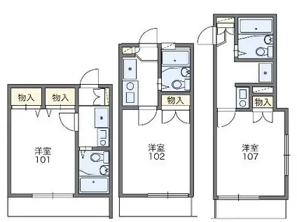 レオパレスハーモニーハイツ鶴見(1K/1階)の間取り写真