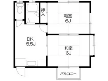 錦コーポ(2DK/2階)の間取り写真