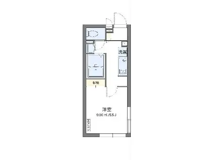 クレイノリーブス 梅屋敷(1K/3階)の間取り写真