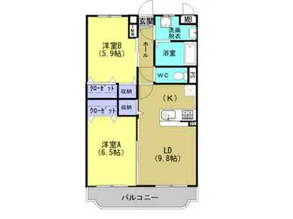 ユーミーボナールII(2LDK/2階)の間取り写真