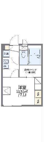 レオパレスリトルワールド Ⅲ(1K/1階)の間取り写真