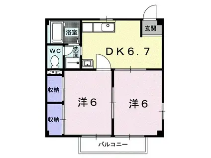 グリーンヒルズA(2DK/2階)の間取り写真