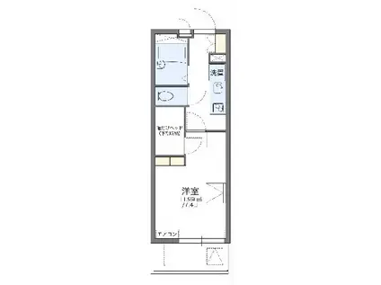 レオパレスサーティーンストーンⅢ(1K/1階)の間取り写真