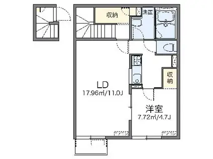 レオパレスKKⅡ(1LDK/2階)の間取り写真