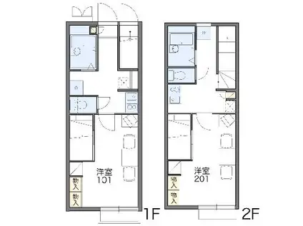 レオパレス コンフォート(1K/1階)の間取り写真