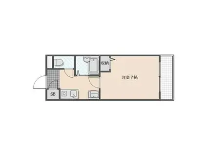 シャトレ豊津I(1K/2階)の間取り写真