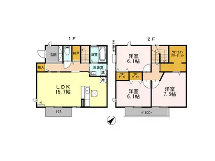 香椎線 酒殿駅 徒歩29分 2階建 築15年(3LDK)の間取り写真