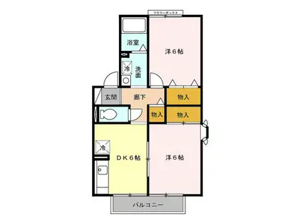 セジュール烏山II・III(2DK/1階)の間取り写真