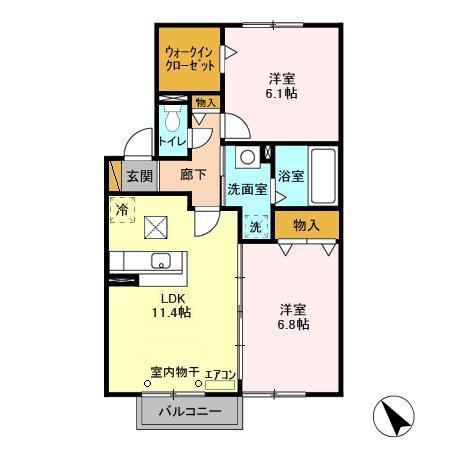 バニュルスⅠ・Ⅱ・Ⅲ(2LDK/1階)の間取り写真