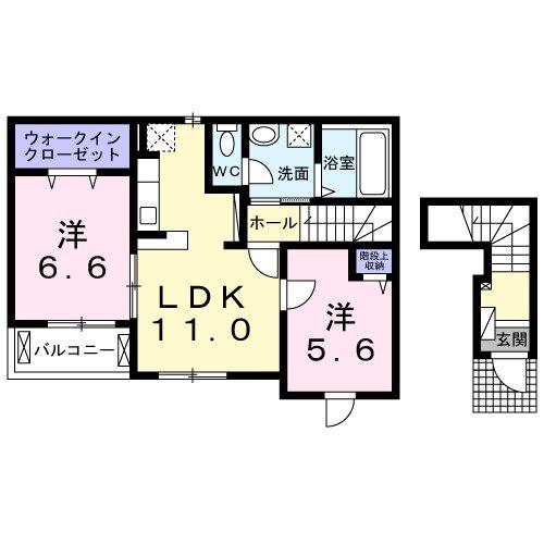 プレージア虫取(2LDK/2階)の間取り写真