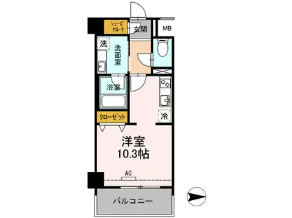 黄金森ガーデン1(ワンルーム/5階)の間取り写真