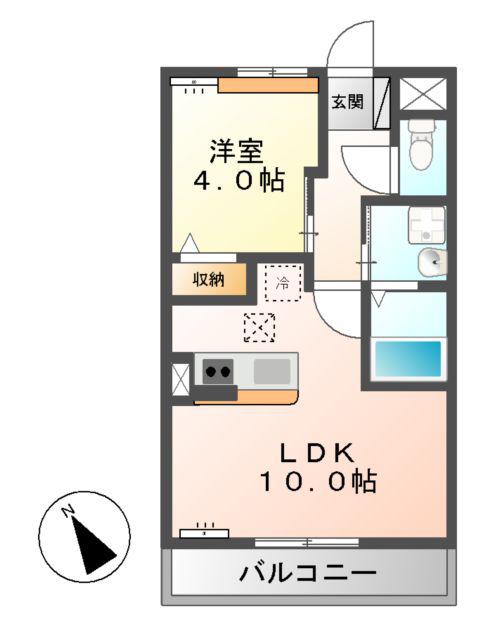 エトワールA棟(1LDK/2階)の間取り写真