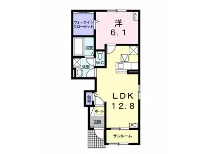 プリートカーサⅢ(1LDK/1階)の間取り写真