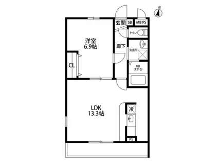 アムール 天神(1LDK/2階)の間取り写真