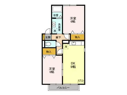 ルノワール瑞穂Ⅰ・Ⅱ(2DK/2階)の間取り写真