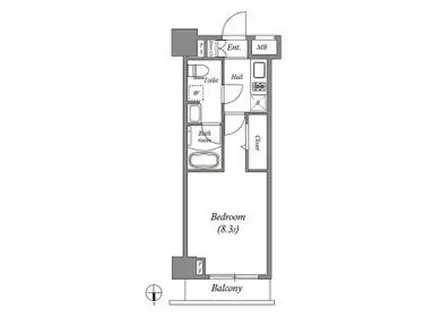 GENOVIA東中野SKYGARDEN(1K/6階)の間取り写真