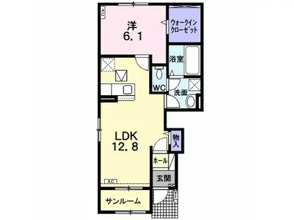 メゾン プティフォンティーヌⅠ(1LDK/1階)の間取り写真