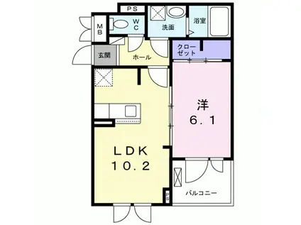 T.MガーデンⅢ(1LDK/2階)の間取り写真