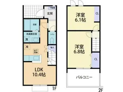 SUNNY RESIDENCE B(2LDK/1階)の間取り写真