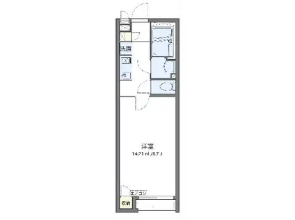 クレイノサイドサラウンド(1K/2階)の間取り写真