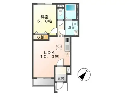 チェリーヒルズⅢ(1LDK/1階)の間取り写真